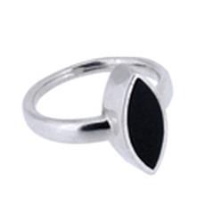 Ring onyx zilver navette